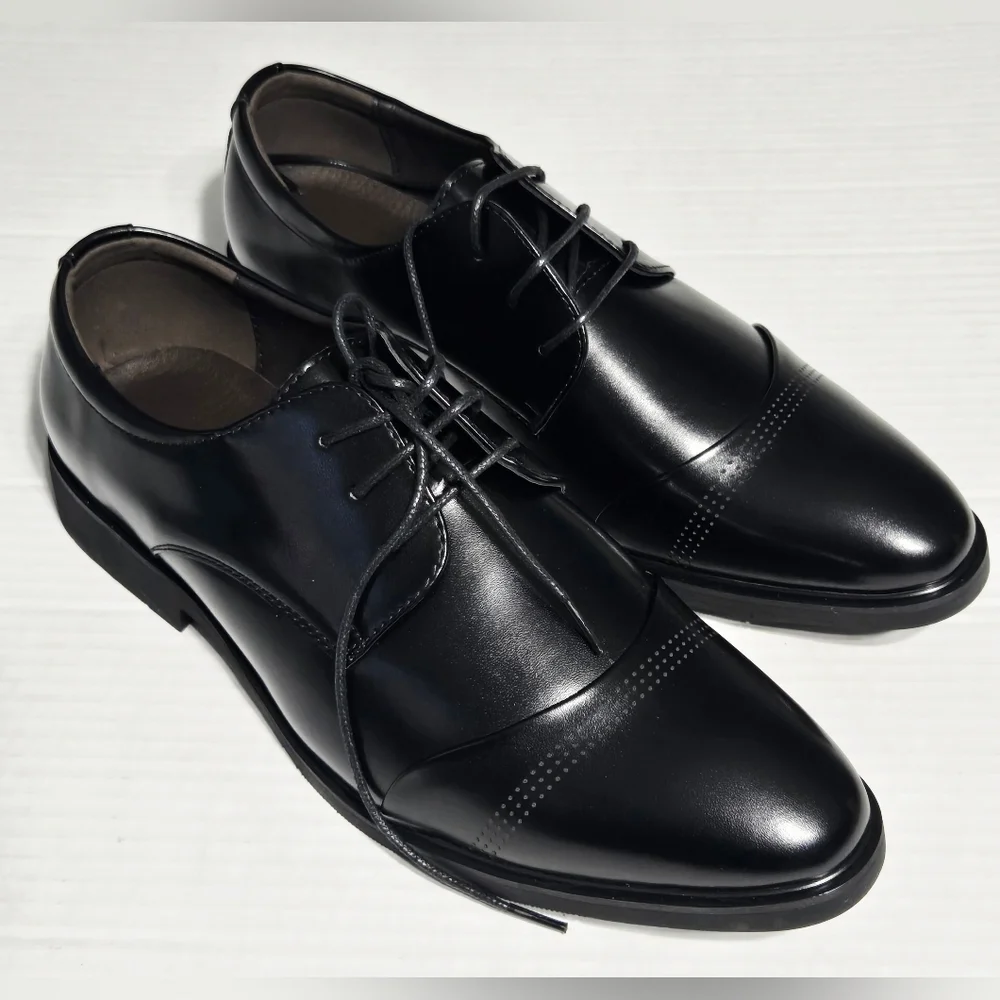 Men's Black Oxford Derby Dress Shoes Lace Up Business Casual Formal Size 8.5